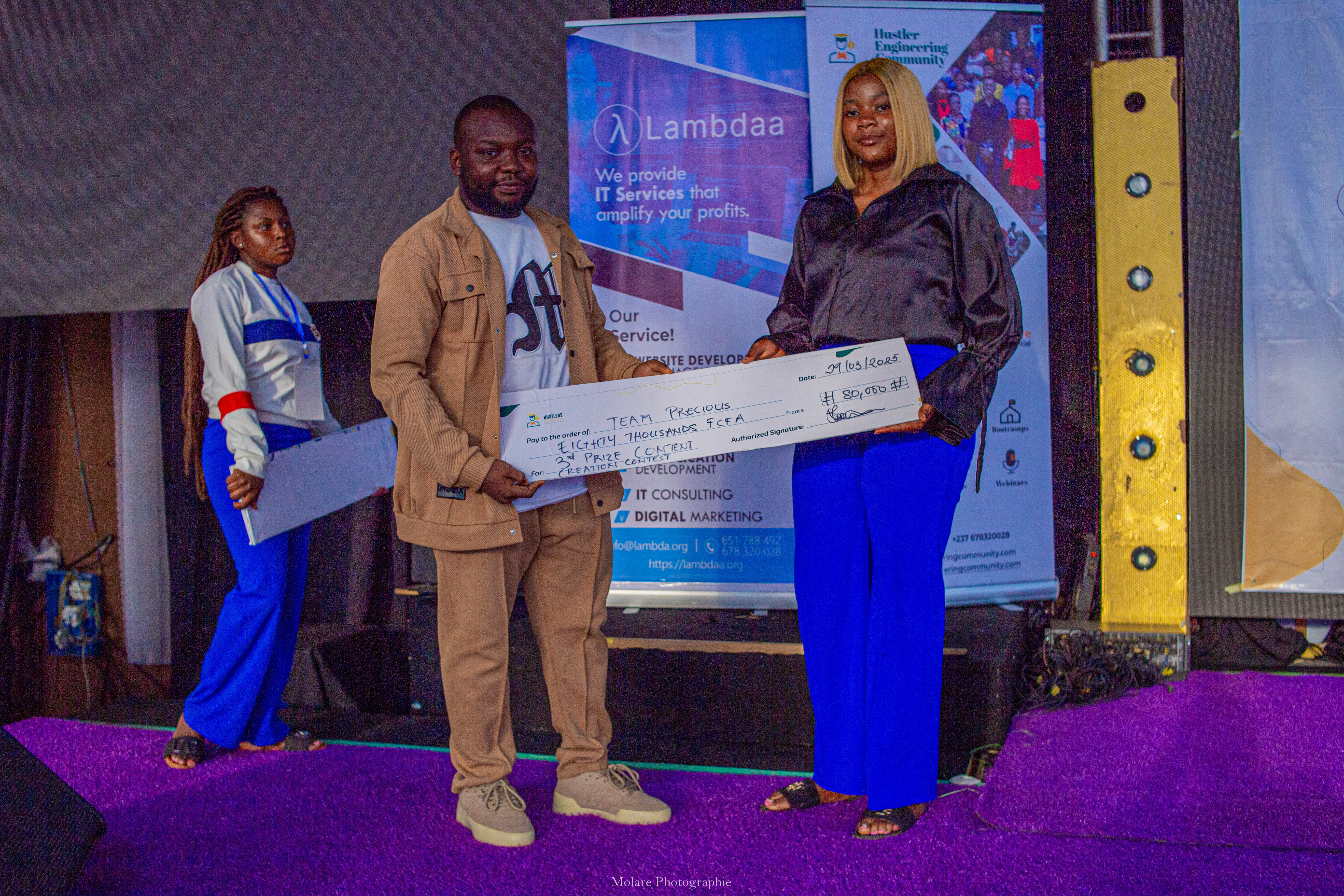 Team Precious receiving third prize for the Content Creation Contest